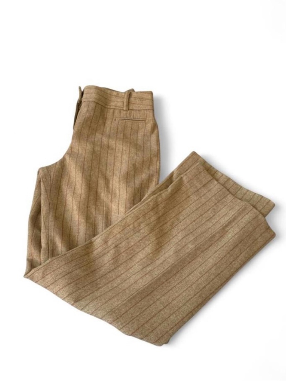 Ann Taylor Loft beige pinstripe trousers wool blend size 2P preppy work